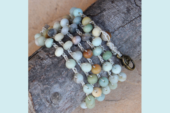 Wrap Bracelet of Amazonite Beads with Pendant