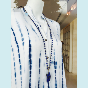 Hand crocheted necklace of Lapis Lazuli gemstone beads 