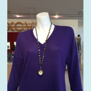 Felicia necklace with Turquoise beads and clock pendant