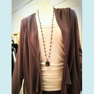 Hand Crocheted Necklace - Freshwater Pearls and Druzy